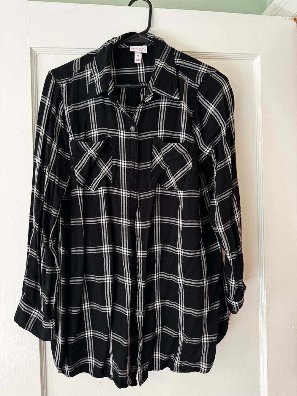 Maternity Black Plaid Button-Up Shirt